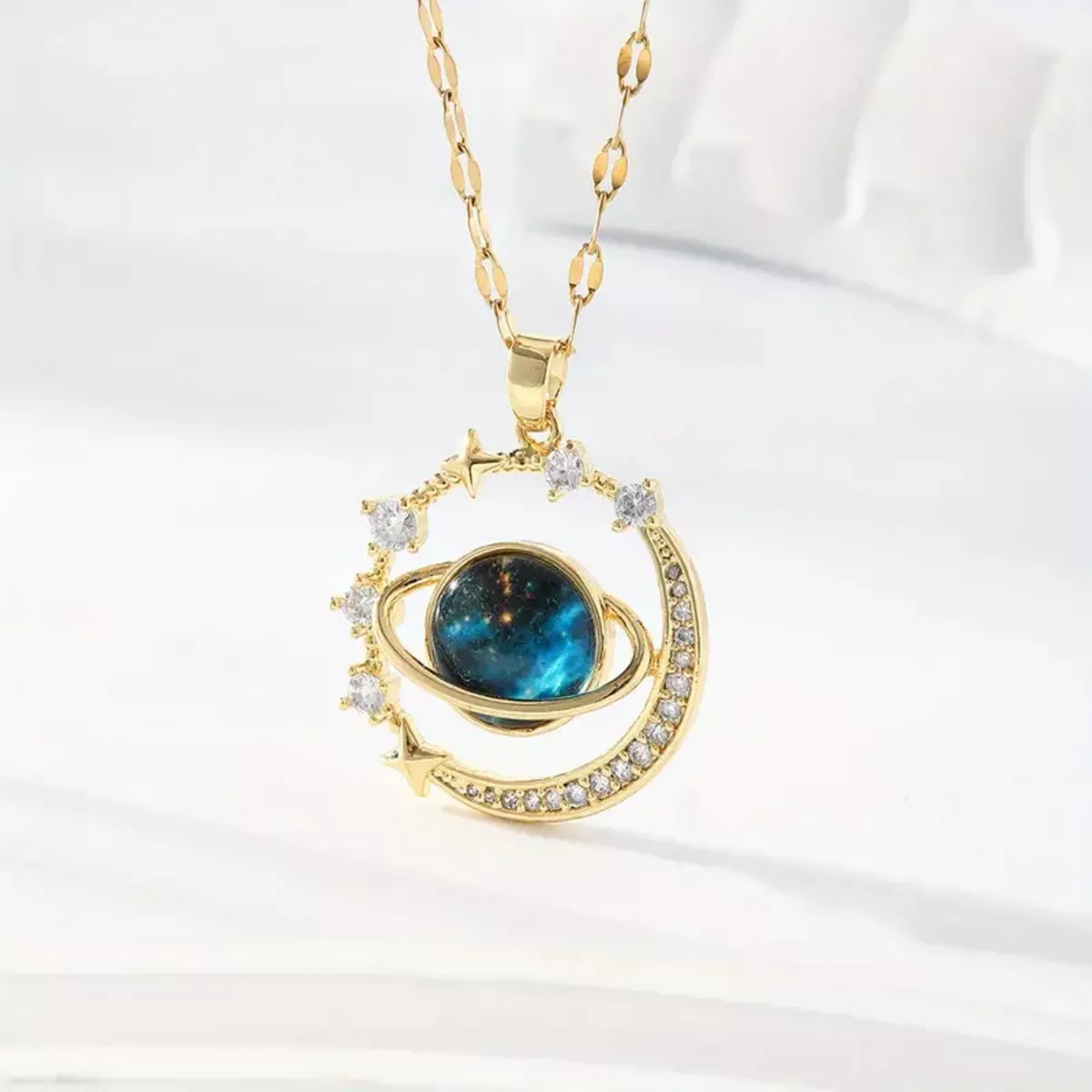 Collar Elegante Saturno Con Piedras - Image 4