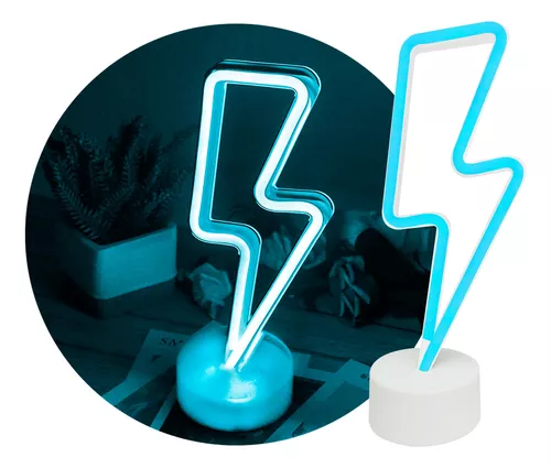 Lámpara Luz Led Neon Azul con Base