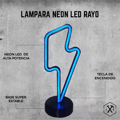 Lámpara Luz Led Neon Azul con Base - Image 2