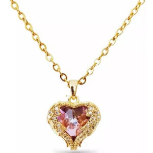 Collar Alas Angel Corazón Bañado en Oro 18K