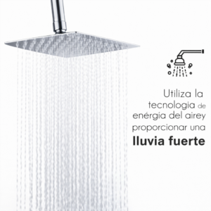 Ducha Cuadrada Inoxidable + Brazo Acabado Brillante