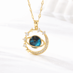 Collar Elegante Saturno Con Piedras